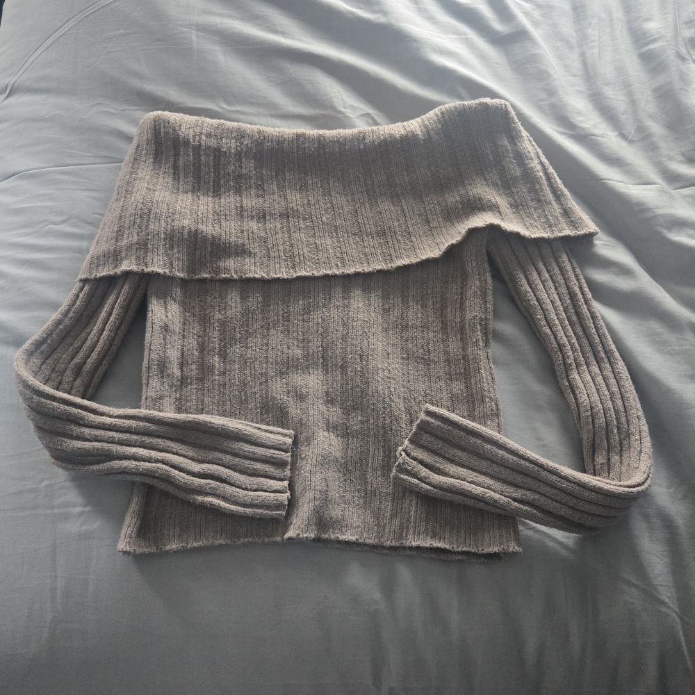 Off-Shoulder Beige Sweater